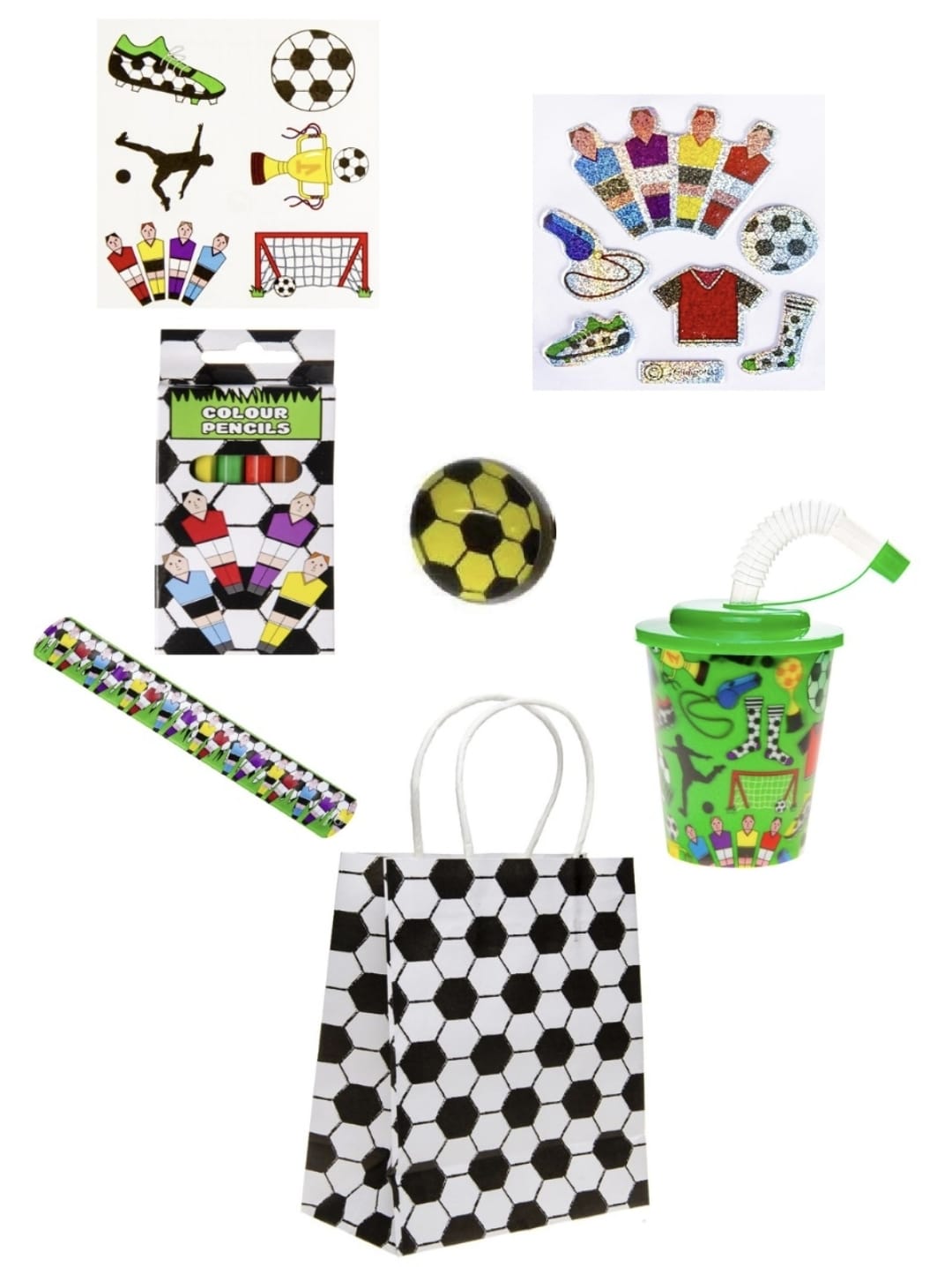 Pack of 10 Pre Filled Football Theme Kids Party Favour Bags – Gift Bags with Reusable Cup & Themed Toys