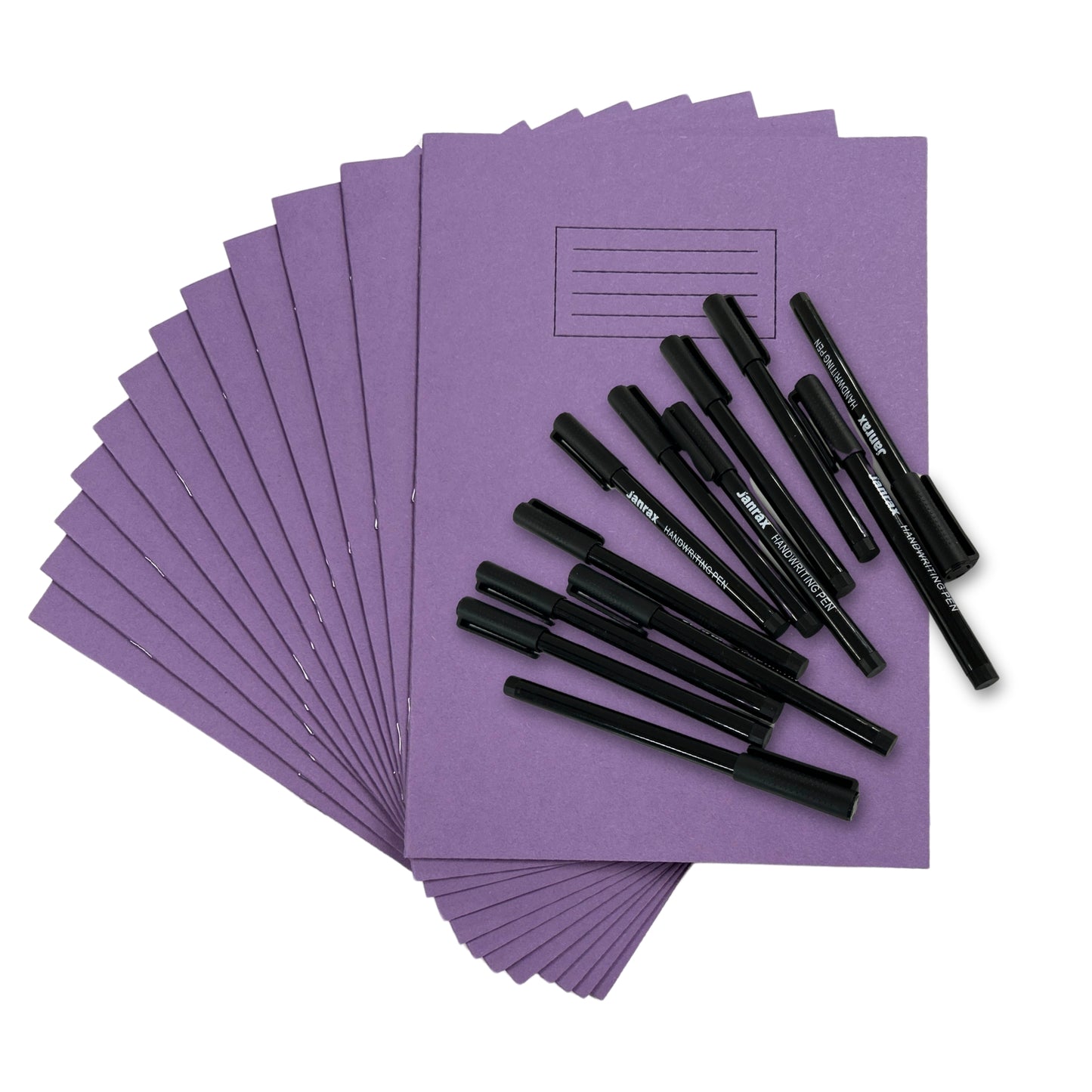 Pack of 36 A4 Handwriting Books with 36 Black Handwriting Pens – Classroom Writing Practice Exercise Books
