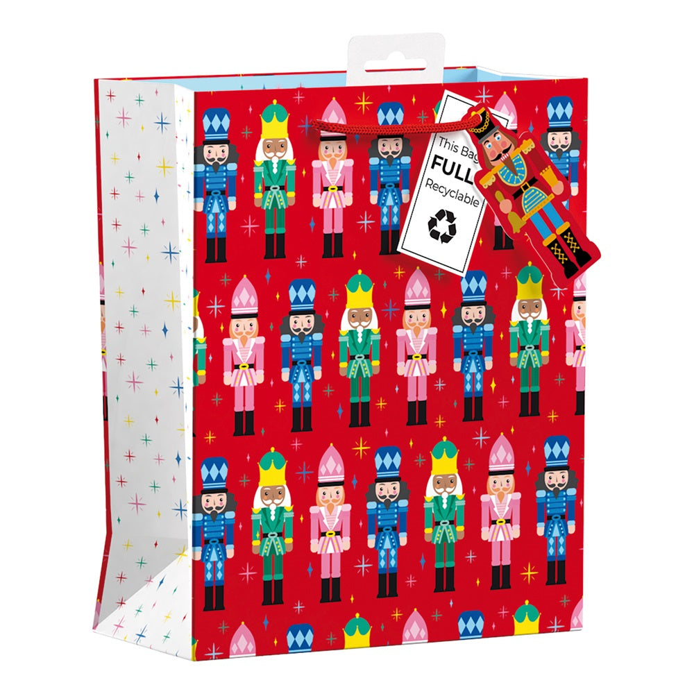 Pack of 12 Nutcracker Design Medium Christmas Gift Bags