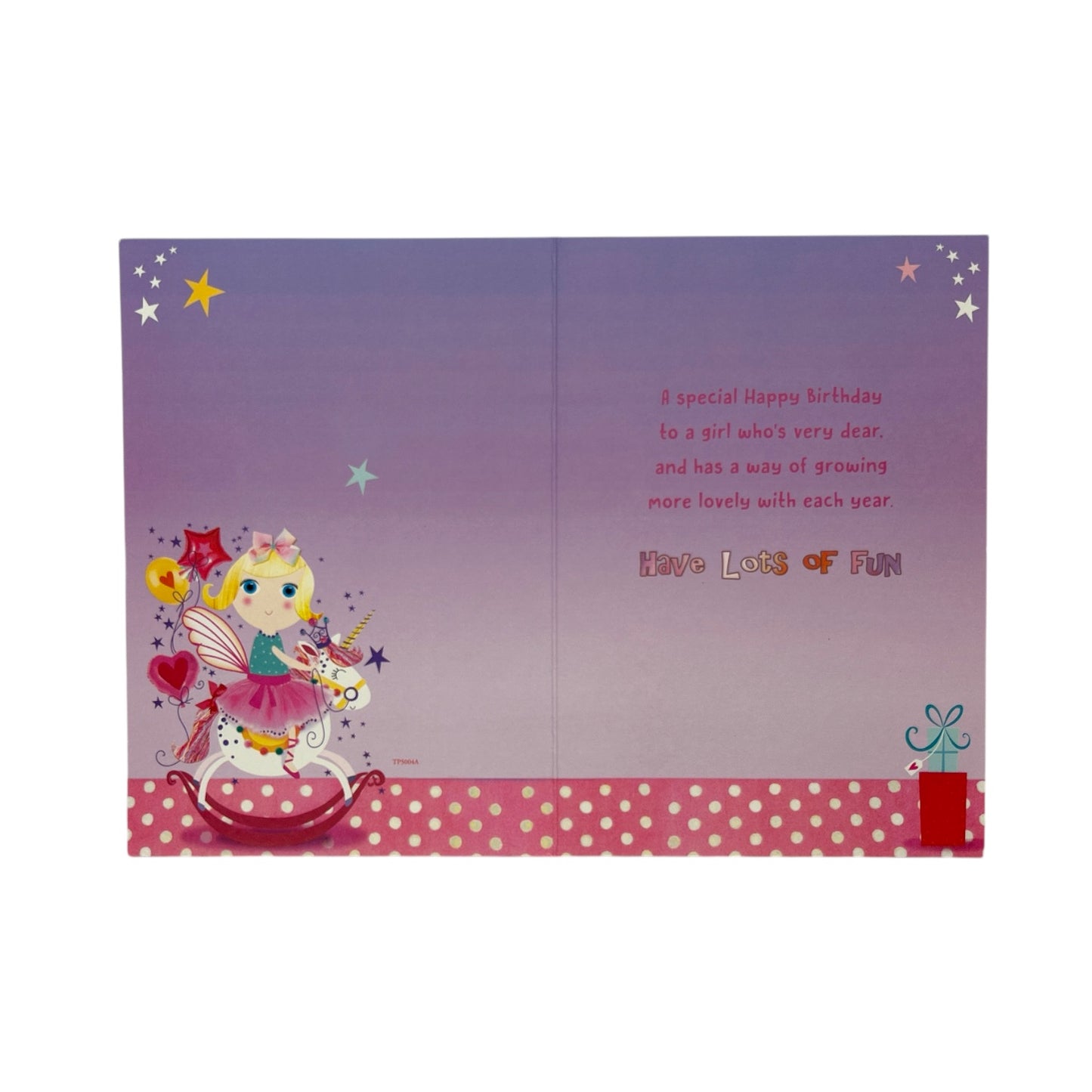 To Cousin Trendy Pops Girl Sitting on Unicorn Juvenile Birthday Card