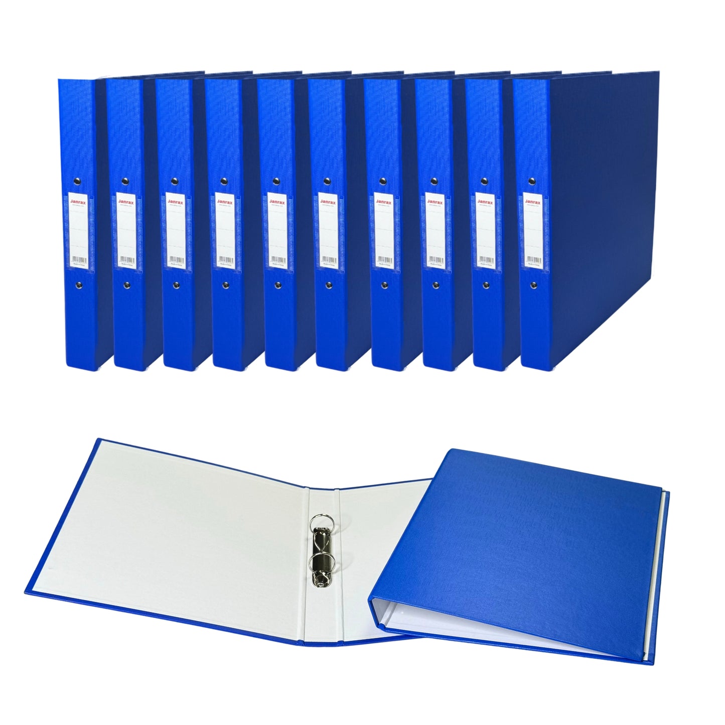 Pack of 10 A4 Blue Paper Over Board Ring Binders by Janrax