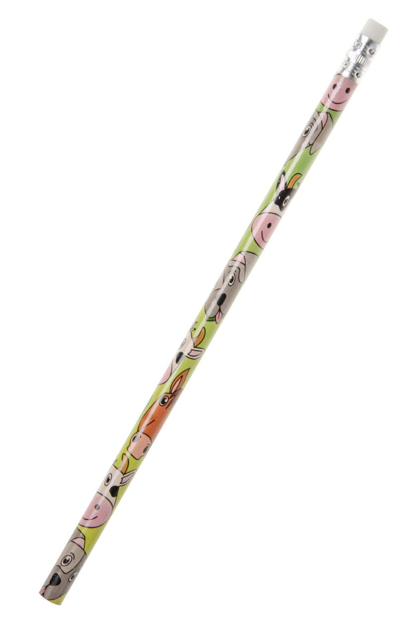 Pack of 12 Farm Animals Design Pencils with Eraser