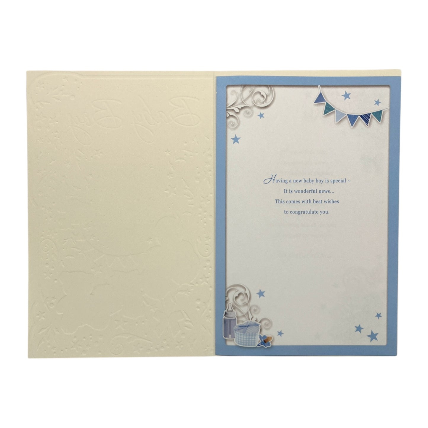 On The Birth Of Baby Boy Blue Balloons And Teddy Design Opacity Congratulations Card
