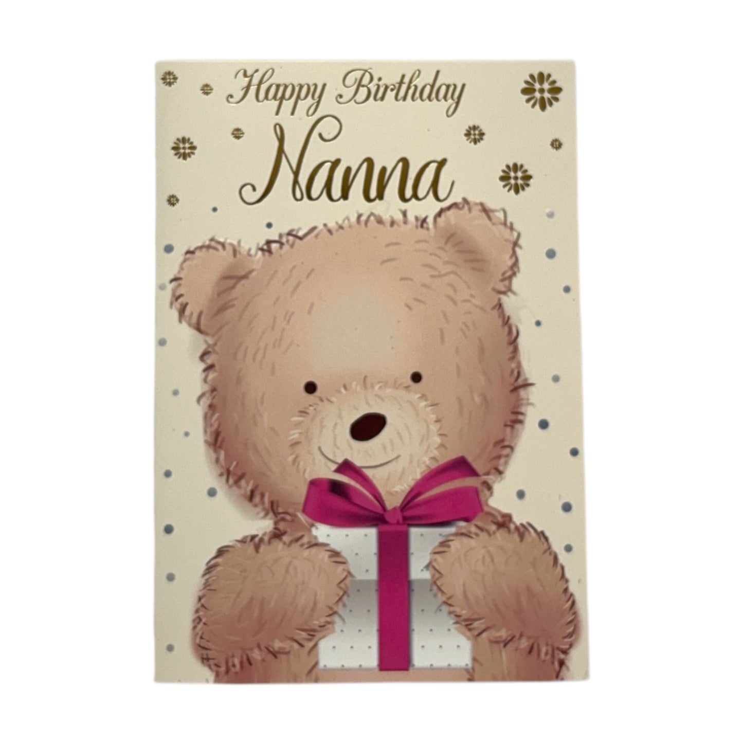 For Nanna Teddy With Gift Design Birthday Card