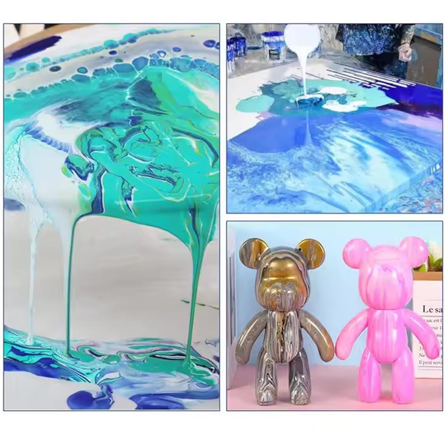 Pack of 4 Acrylic Pouring Paints 100ml - White, Light Pink, Rose Red, Bright Red