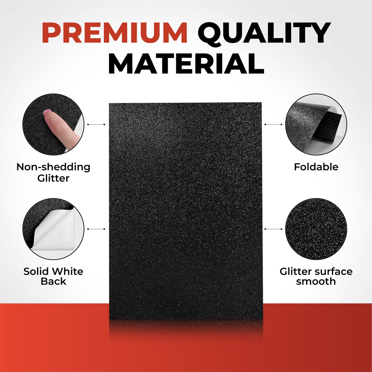 Pack of 10 A4 Red Coloured Glitter Card 230gsm Sheets