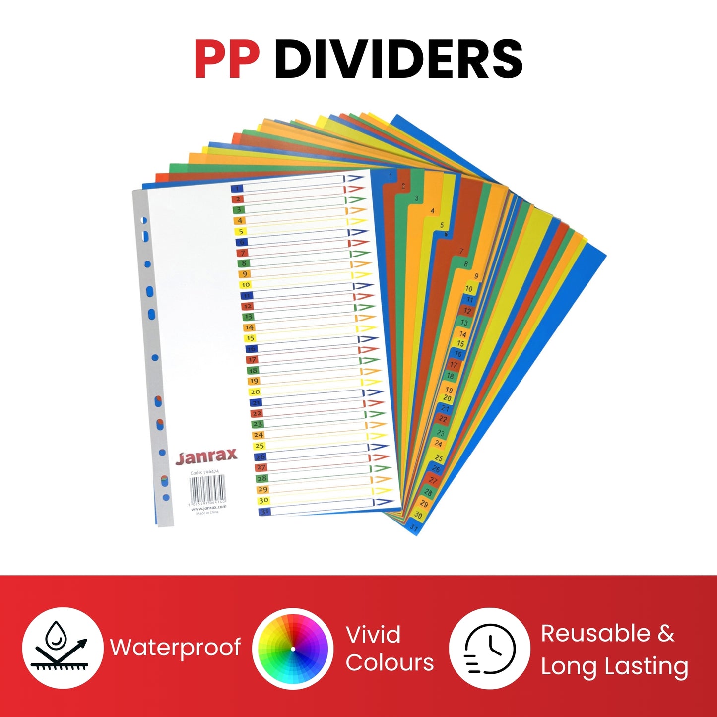 A4 10 Part Polypropylene Dividers with Reinforced Index Cover