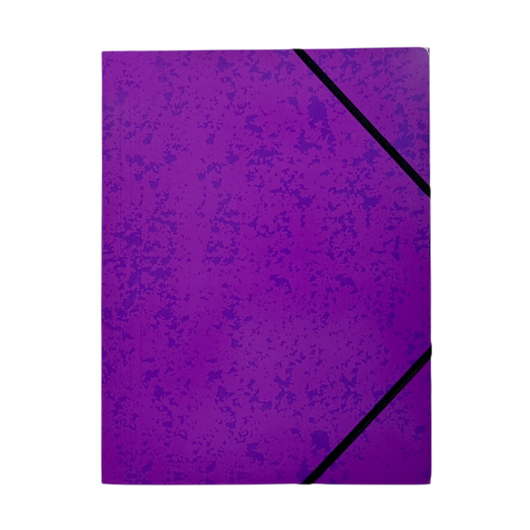 A4 Purple Card 3 Flap Folder With Elastic Closure
