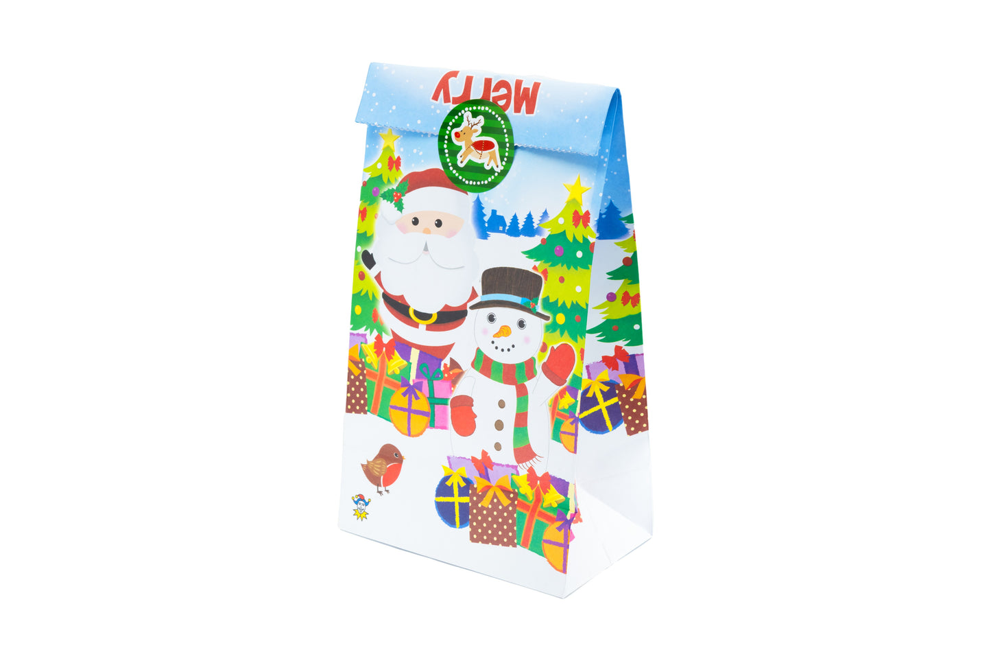 Pack of 12 Christmas Paper Party Bags with Stickers