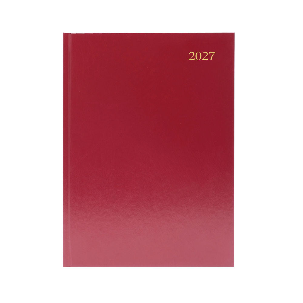 2027 A5 2 Days Per Page Burgndy Desk Diary KFA52BG27