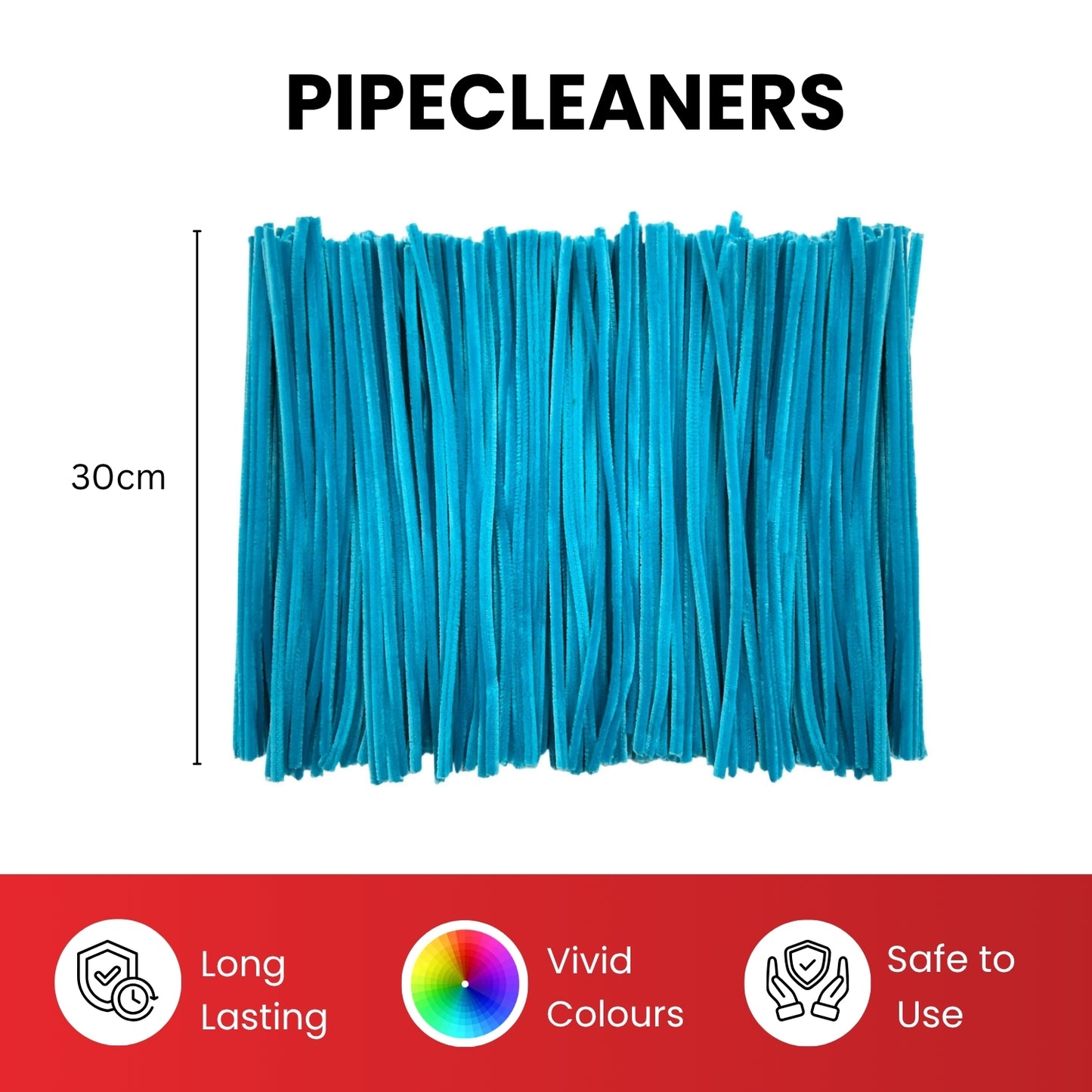 Pack of 500 White Coloured Pipe Cleaners 30cm x 6mm Craft Chenille Stems