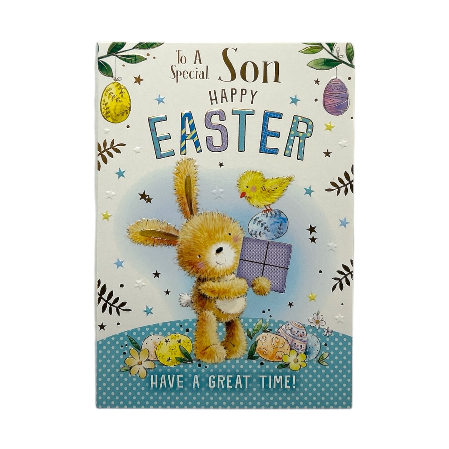 To A Special Son Rabbit With Gift And Eggs Design Easter Card