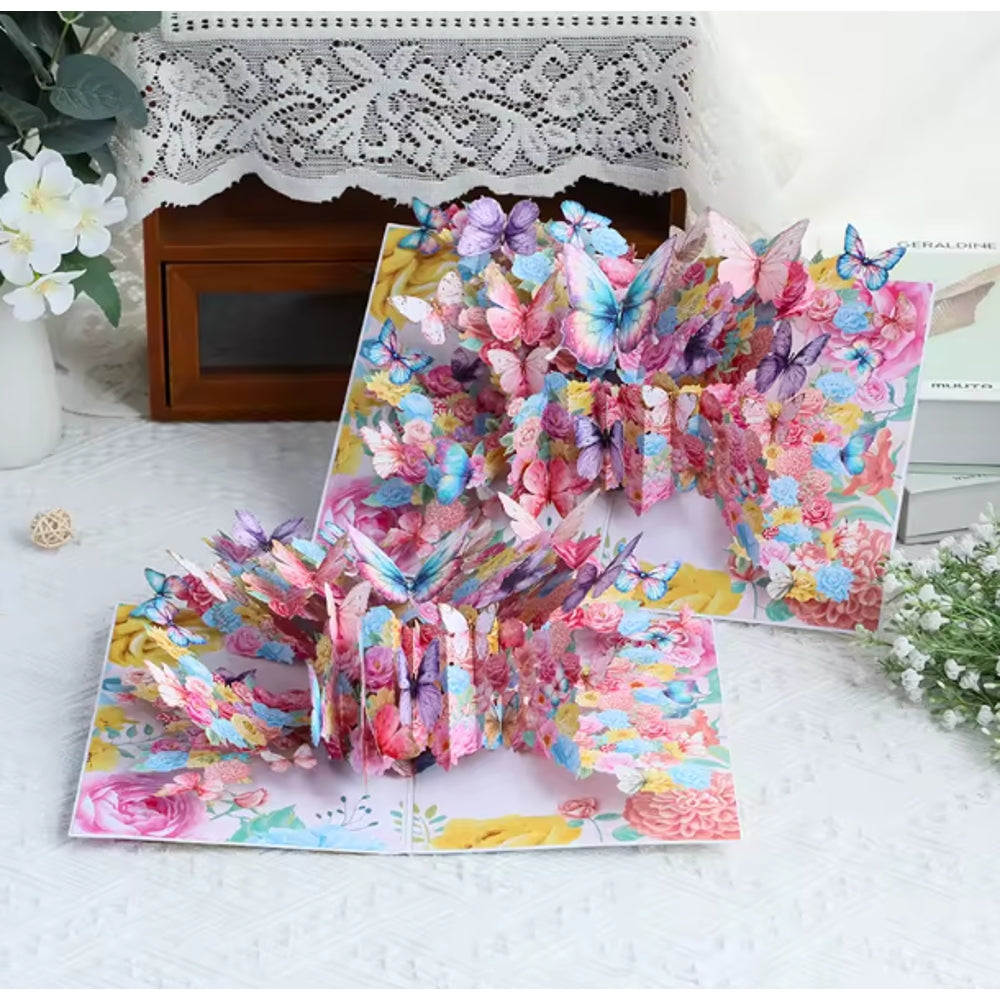 Butterfllies Bloom Garden 3D Pop Up Greeting Card - Mother's Day Anniversary Birthday