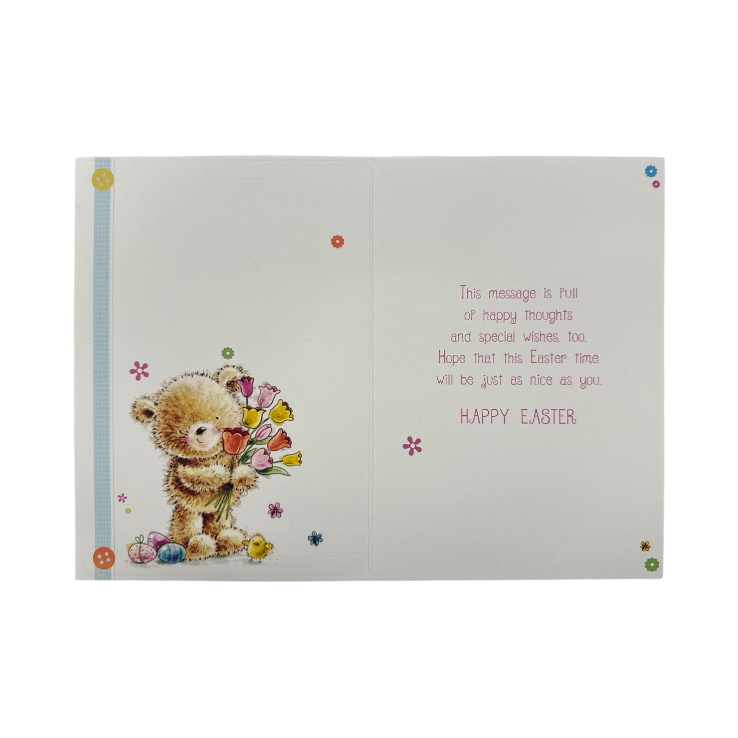 For Special Grandchildren Cute Teddy & Bouquet Design Easter Card
