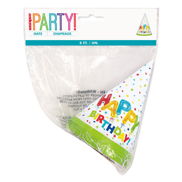 Pack of 8 Happy Balloon Birthday Party Hats