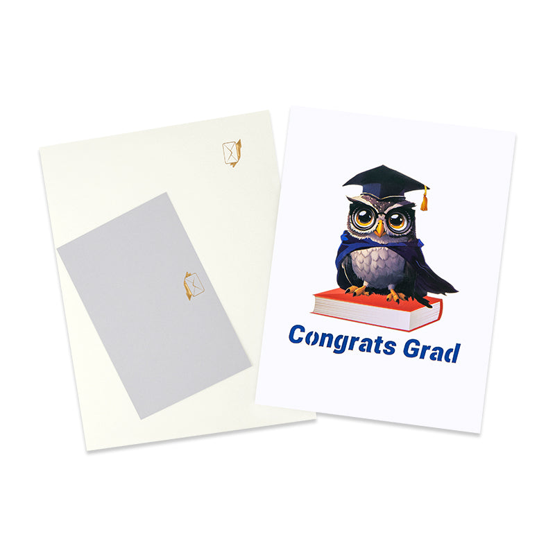 Owl Celebration Scene 3D Pop Up Graduation Congratulations Card