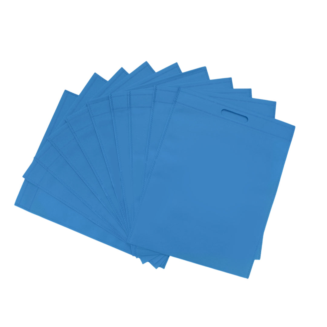 Pack of 100 Light Blue Coloured 40x30cm Non-Woven Patch Handle Bags
