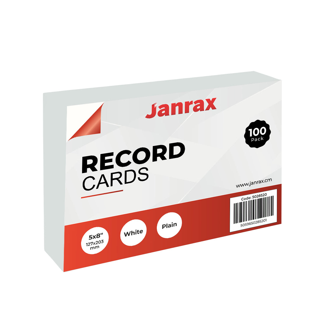 Pack of 600 White Plain 8x5" Record Cards – Blank Study Index Cards for Notes, Revision