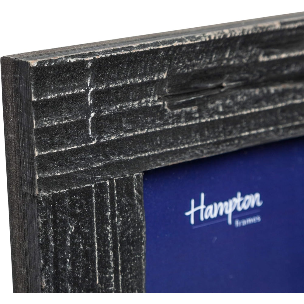 Hampton Farmhouse 4x6 Distressed Black Painted Wood Photo Frame
