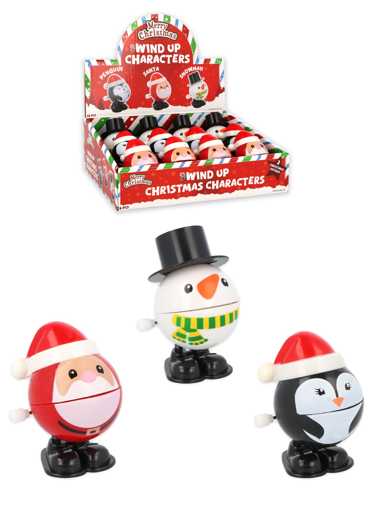 Pack of 3 Clockwork Wind Up Christmas Characters (6.5cm)