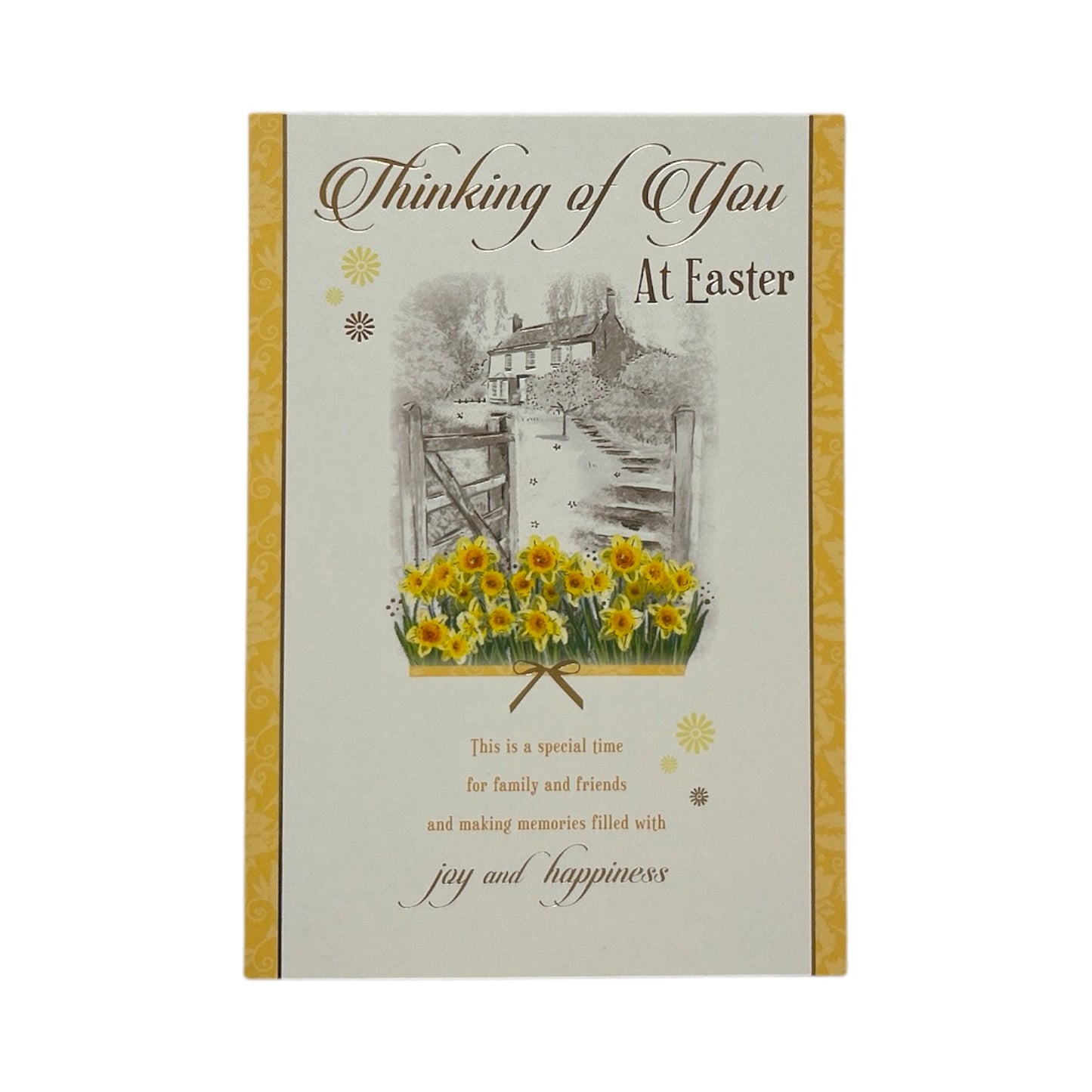 Thinking Of You Wonderful Time Joy And Happiness Yellow Flowers Design Easter Card