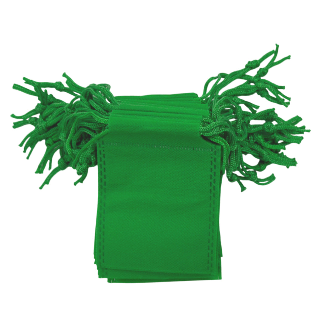 Pack of 25 Dark Green Coloured 12x9cm Non-Woven Drawstring Bags