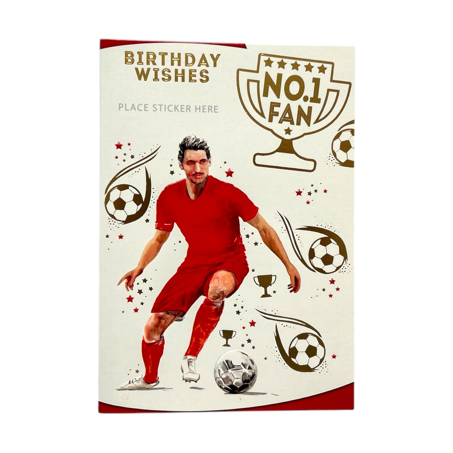 A Man In Red Soccer Uniform Customized Male Birthday Card