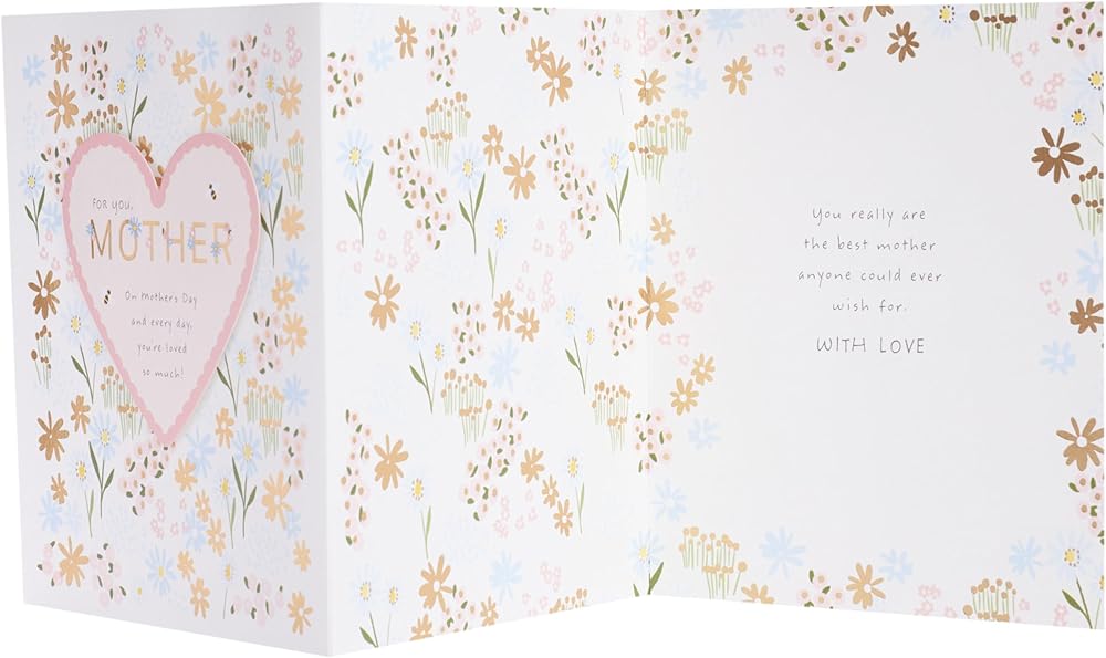 For Mother Flowers and Heart Design Mother's Day Card