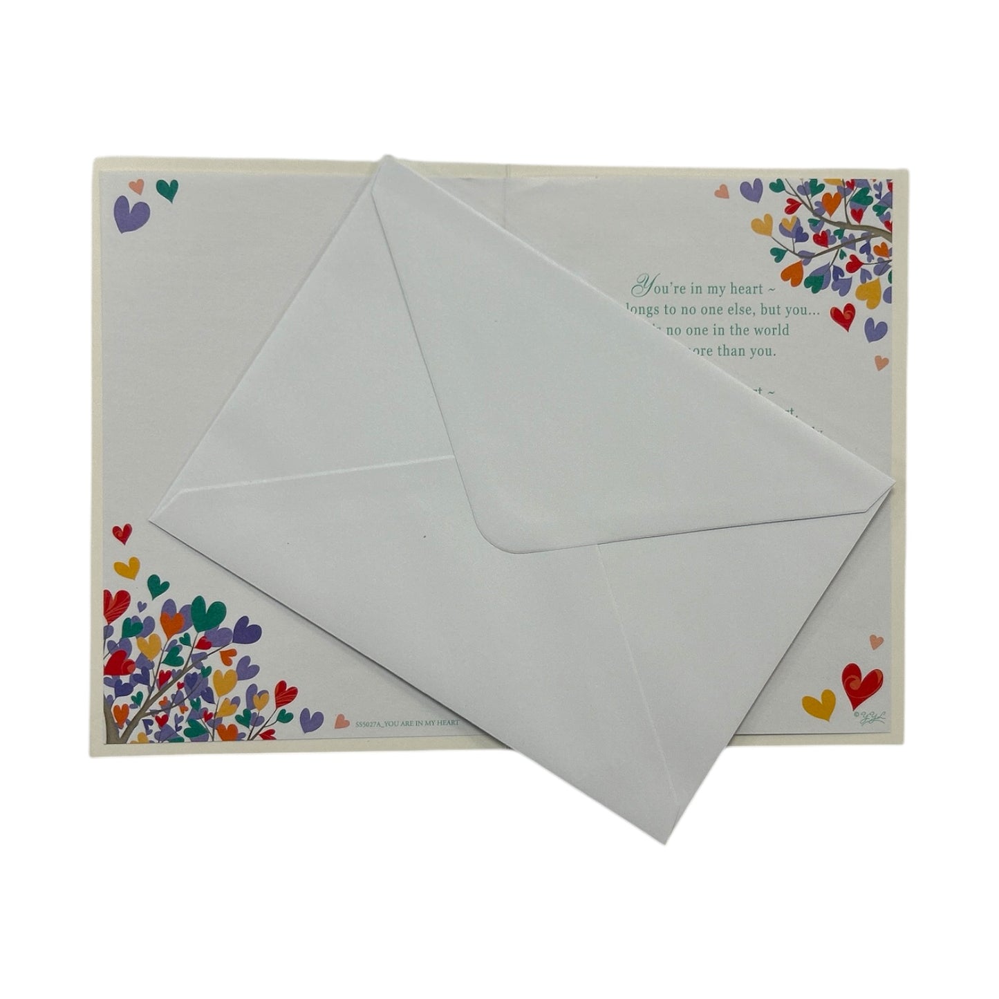 You're In My Heart Always Multi Colour Hearts Tree Open Greeting Card