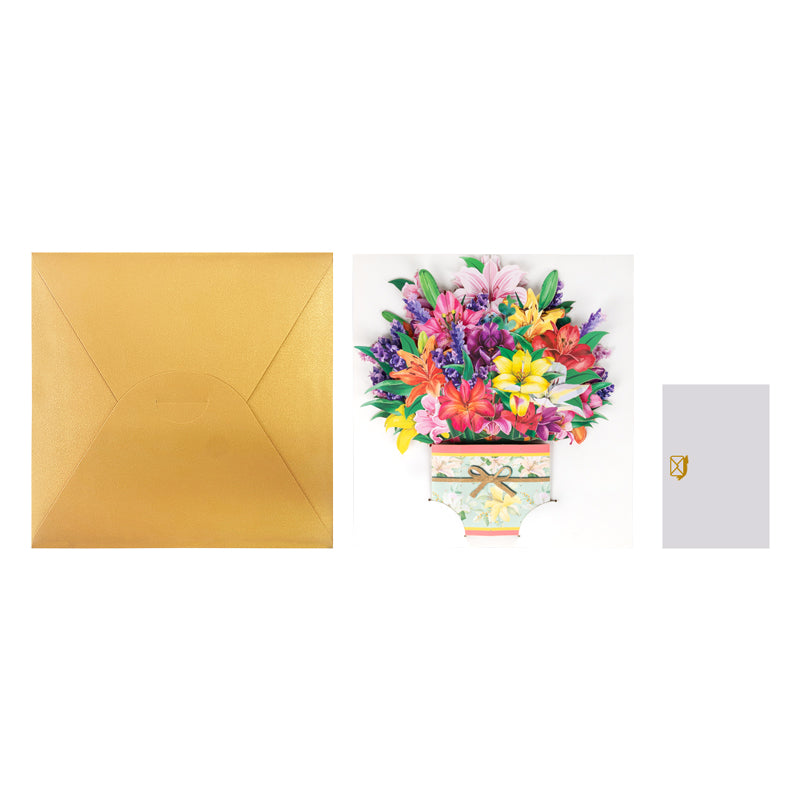 Lilies & Tulips Colorburst Bouquet 3D Pop Up Greeting Card
