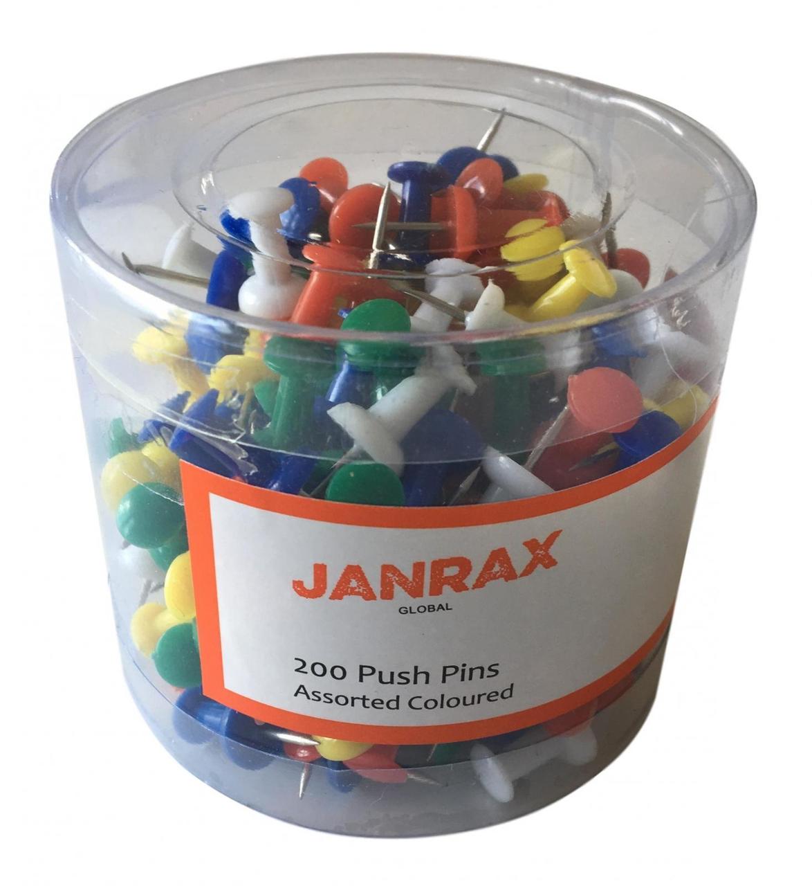 Pack of 600 Assorted Coloured Push Pins in Tub