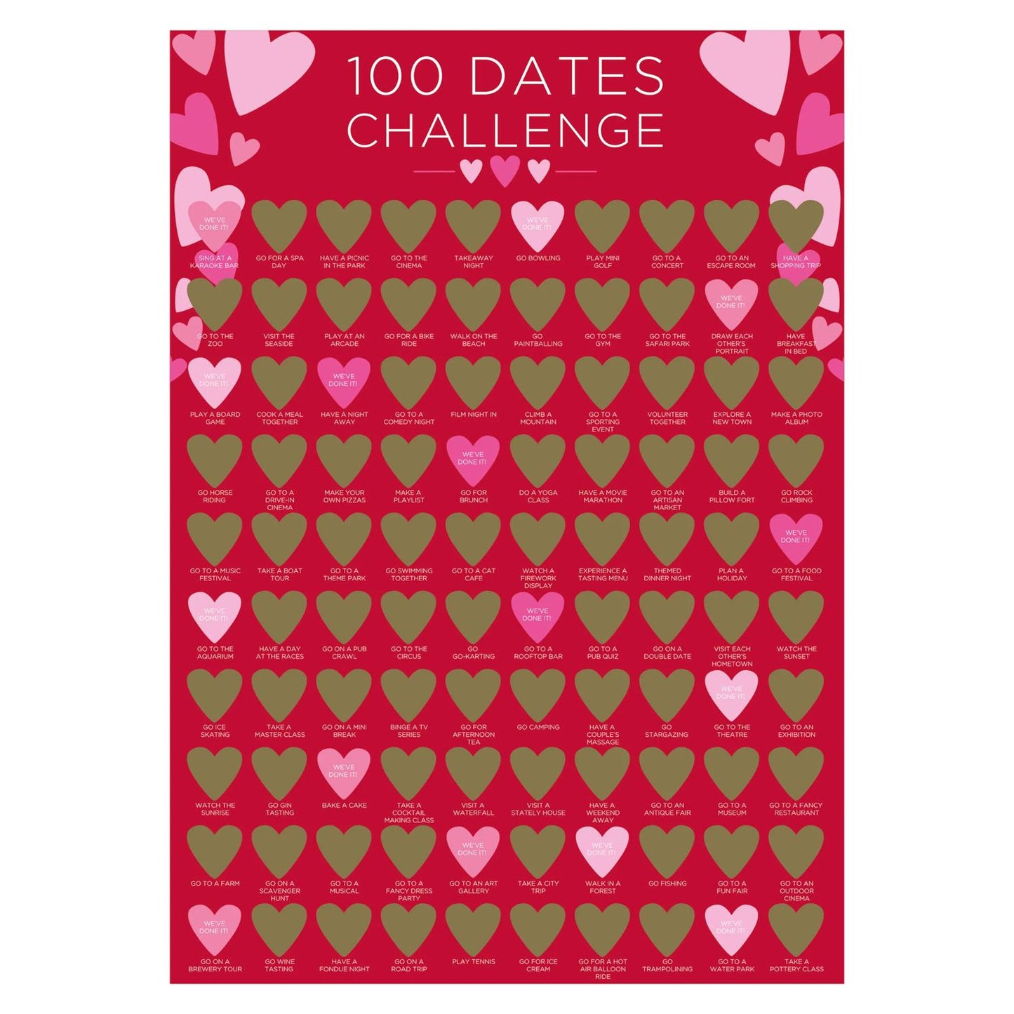 Valentine's 100 Dates Challenge Scratch Poster