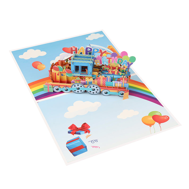 Party on Track 3D Pop Up Train Birthday Card
