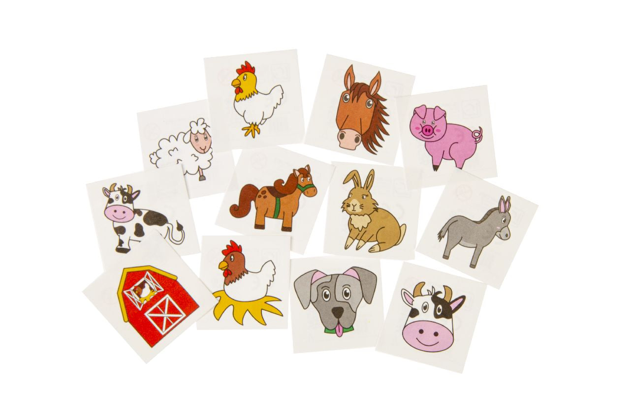 48 Pack of 12 Pieces Farm Animal Tattoos