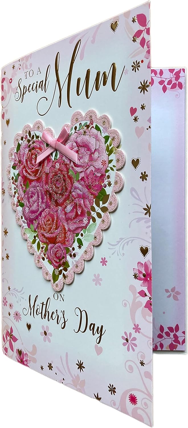To A Special Mum Floral Heart With Ribbon Design Mother's Day Card