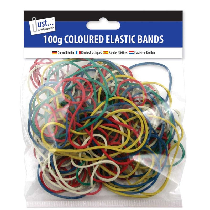 100g Assorted Coloured Elastic Bands
