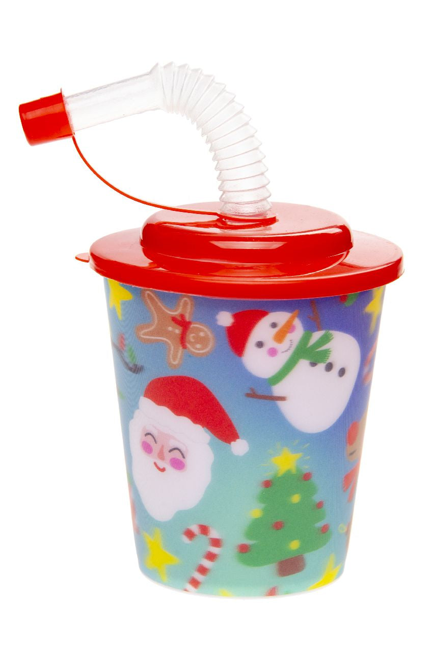 Christmas 3D Cup With Straw and Lid