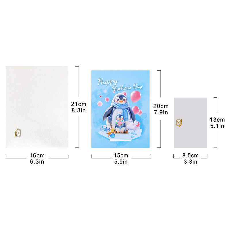 Frosty Hugs Cute Penguin Love 3D Mother’s Day Pop Up Card