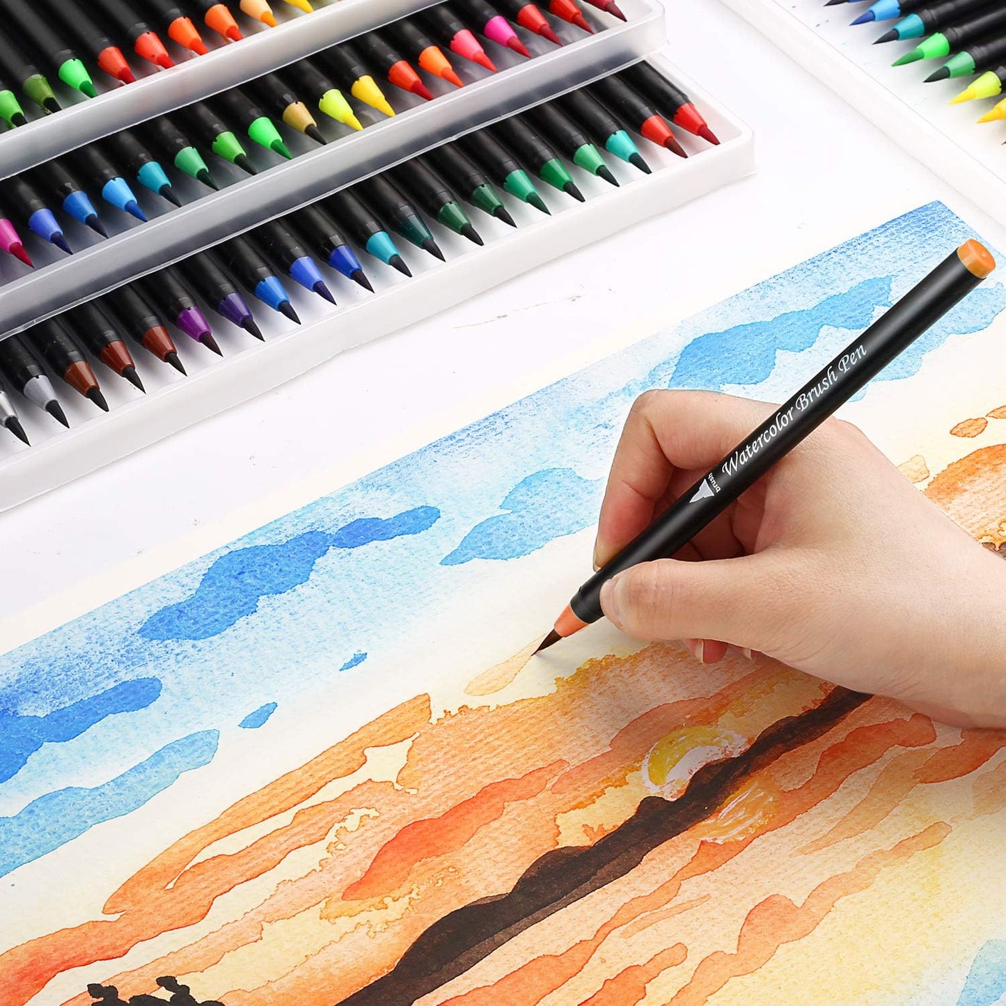 Pack of 20 Washable Water Colour Brush Tip Pens