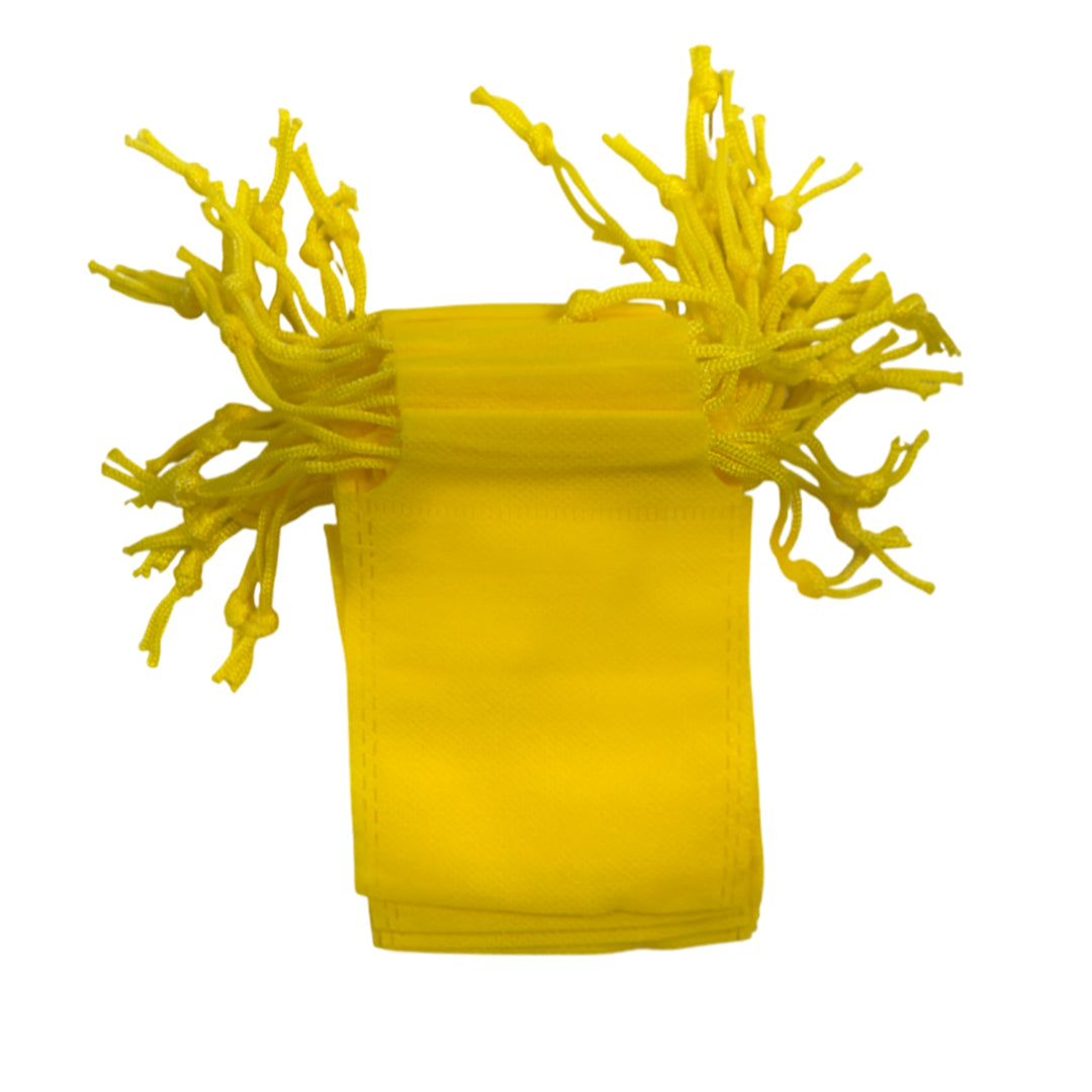 Pack of 100 Yellow Coloured 12x9cm Non-Woven Drawstring Bags