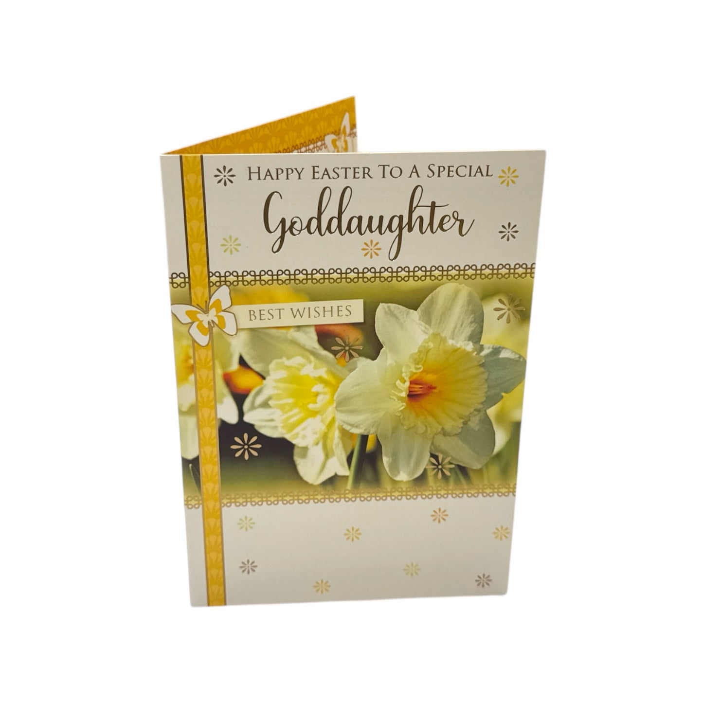 To A Special Goddaughter White Daffodil Flowers Design Easter Card