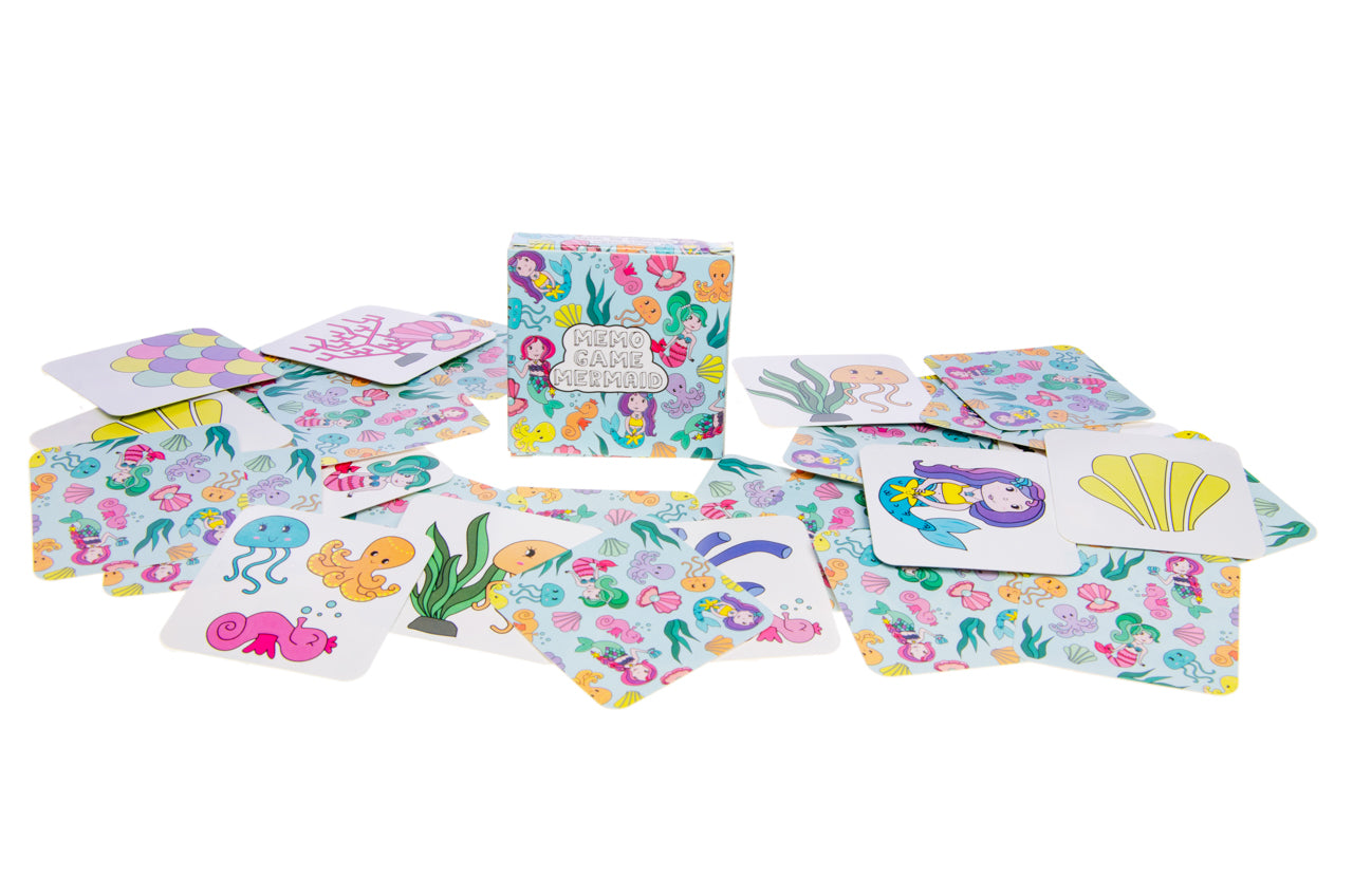 Pack of 12 Mermaid Mini Memory Games 28 Cards