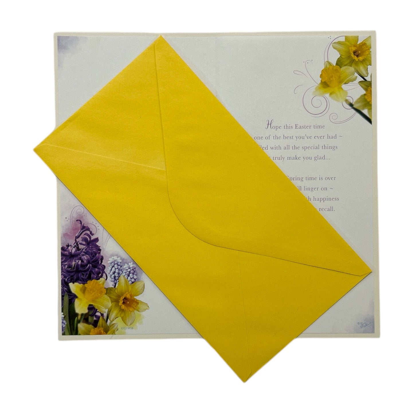 From All Of Us Lilac And Daffodils Flowers Design Easter Card
