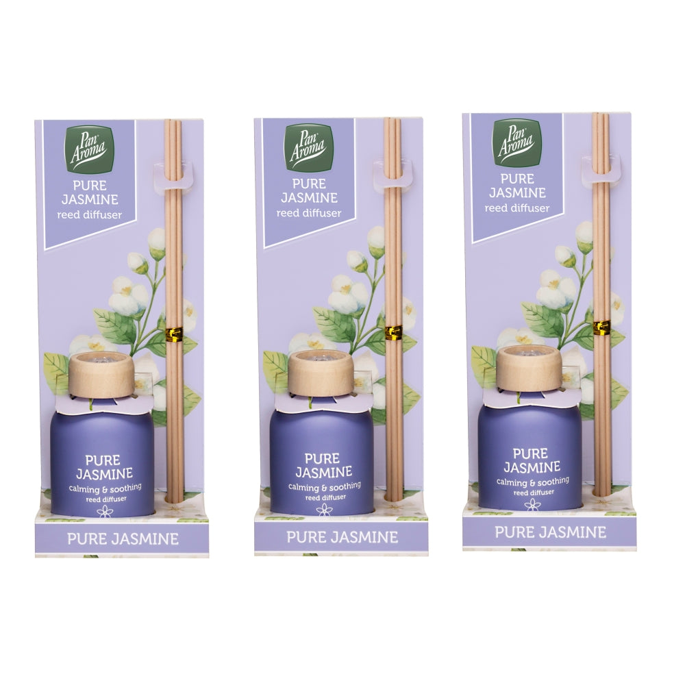 Pack of 3 Pan Aroma Pure Jasmine Reed Diffusers 50ml