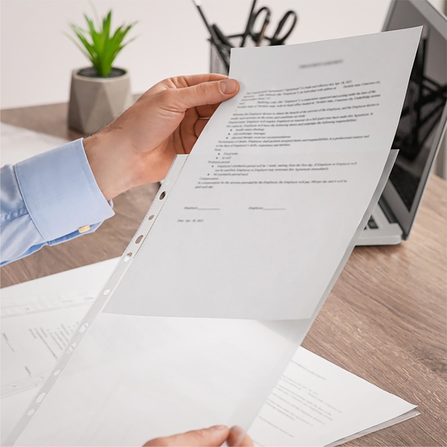 Pack of 500 A4 Glass Clear Punched Pockets by Janrax - Copy Safe Acid Free