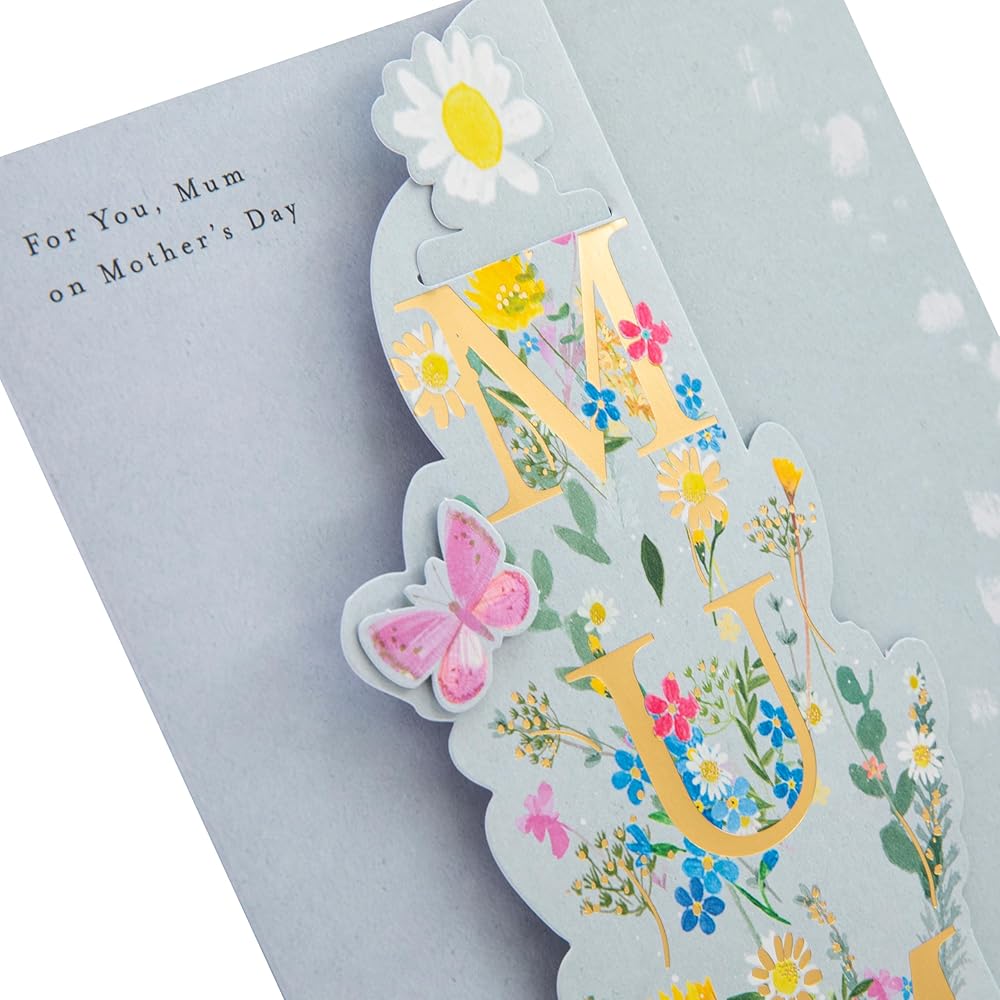 Florals Butterfly With Keepsake Bookmark Mum Mother's Day Card