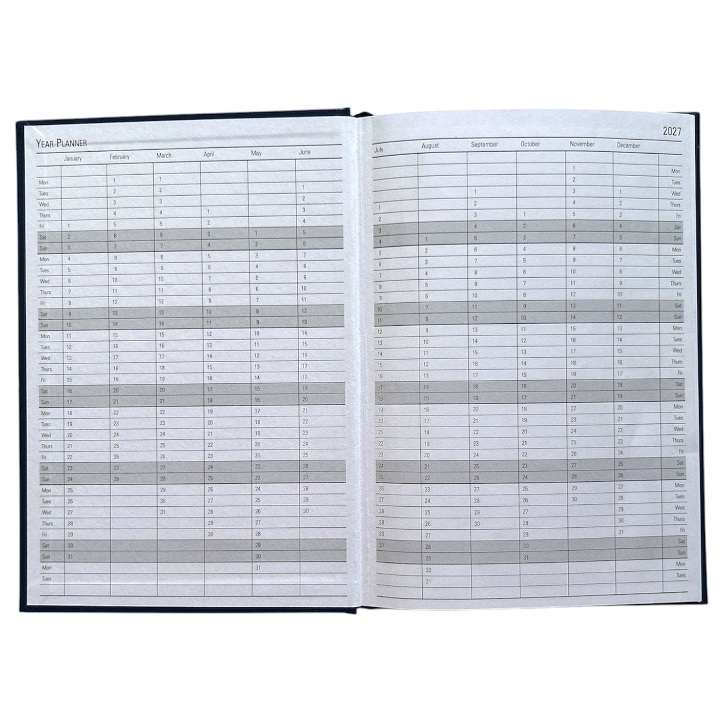 Janrax 2027 A5 Week To View Black Desk Diary