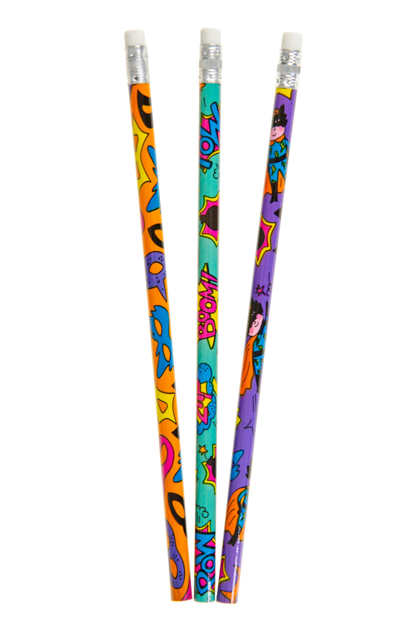 Pack of 12 Superhero Design Pencils with Eraser