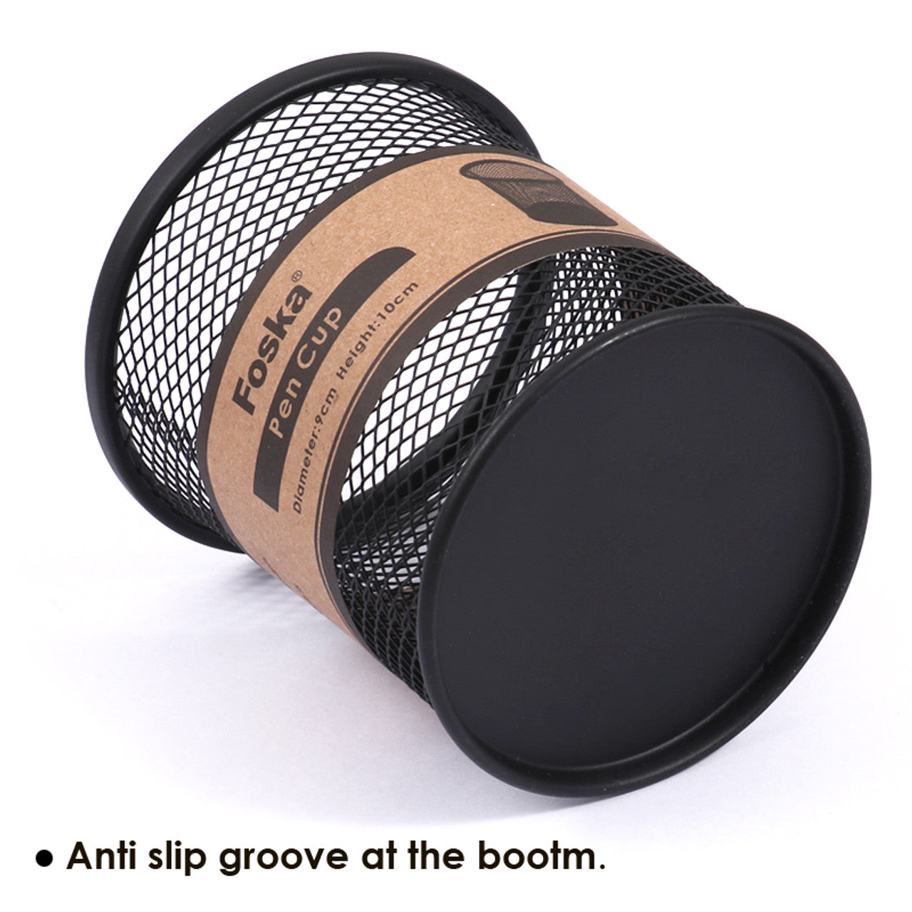 Black Wire Mesh Desk Pen Pot 9 x 10cm