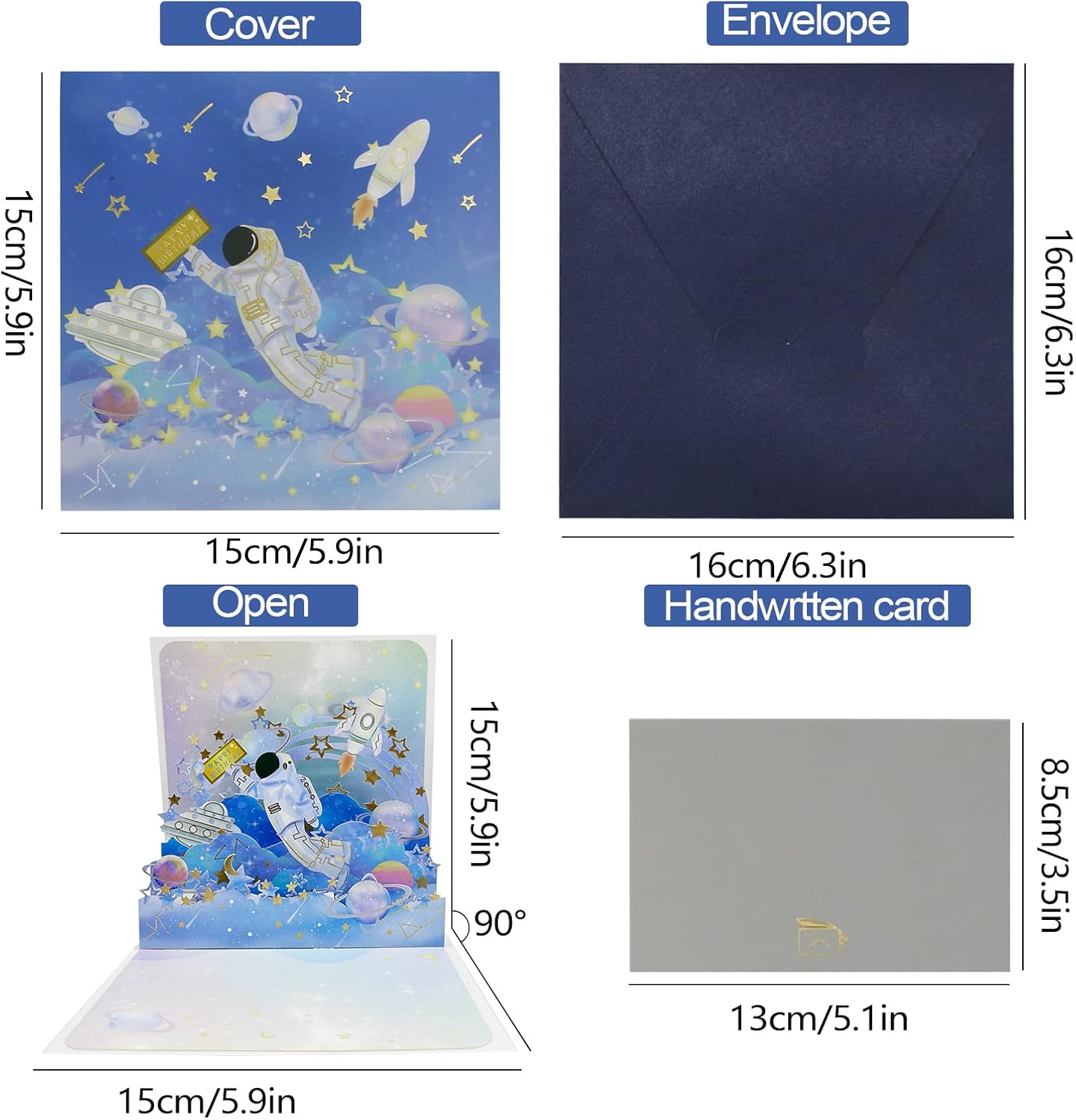 Space Astronaut 3D Pop Up Greeting Card